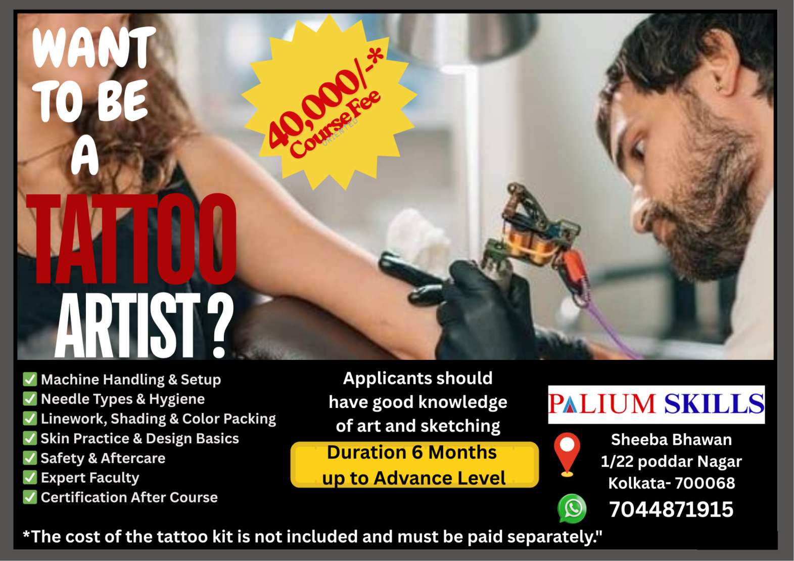 Tattoo Course  Kolkata  Learn Professional Tattoo